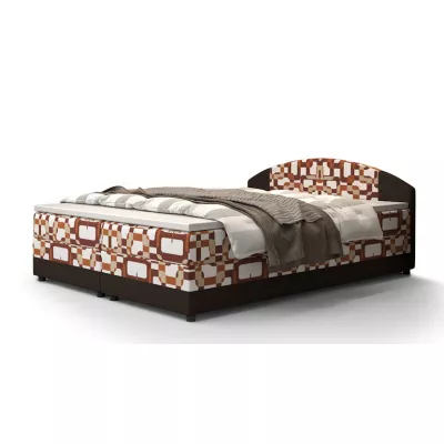 Boxspringová postel s úložným prostorem LIZANA COMFORT - 160x200, vzor 1 / hnědá