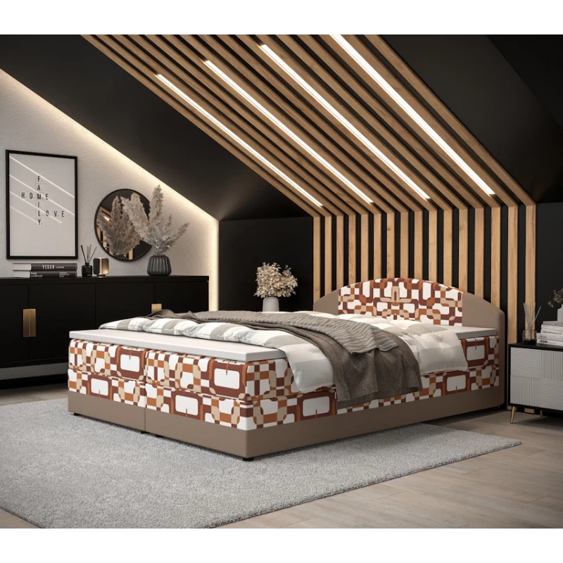 Boxspringová postel s úložným prostorem LIZANA COMFORT - 180x200, vzor 1 / béžová