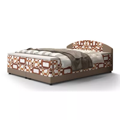 Boxspringová postel s úložným prostorem LIZANA COMFORT - 160x200, vzor 1 / béžová