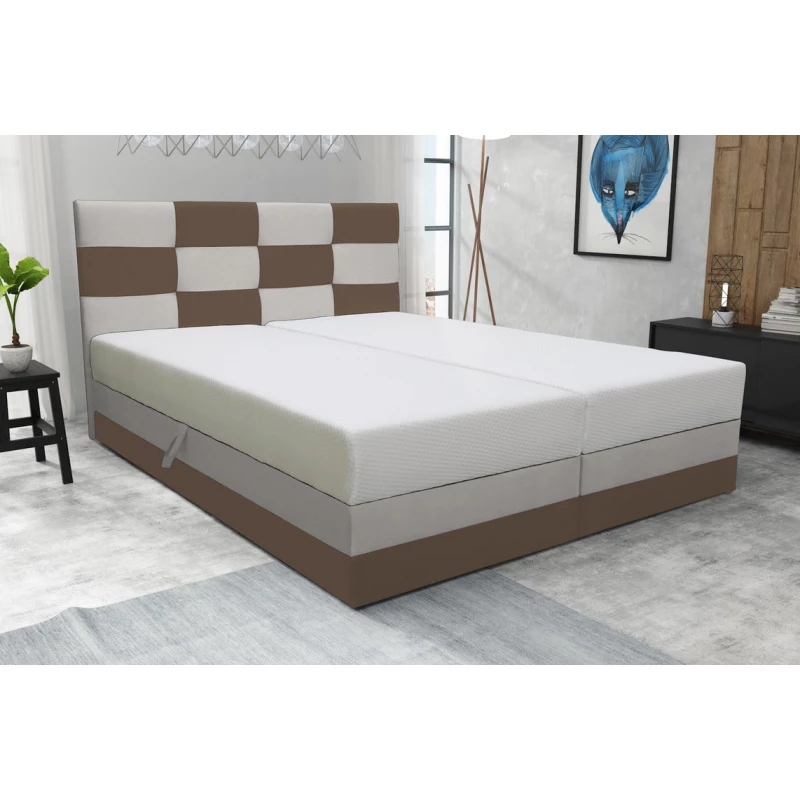 Boxspringová postel s úložným prostorem MARLEN COMFORT - 180x200, hnědá / béžová
