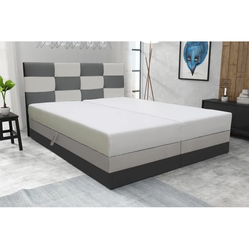 Boxspringová postel s úložným prostorem MARLEN COMFORT - 200x200, šedá / béžová
