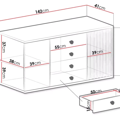 Široká komoda AIMY - dub artisan