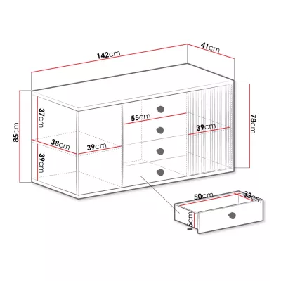 Široká komoda AIMY - dub artisan