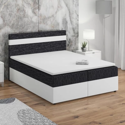 Boxspringová postel s úložným prostorem SISI - 200x200, černá / bílá