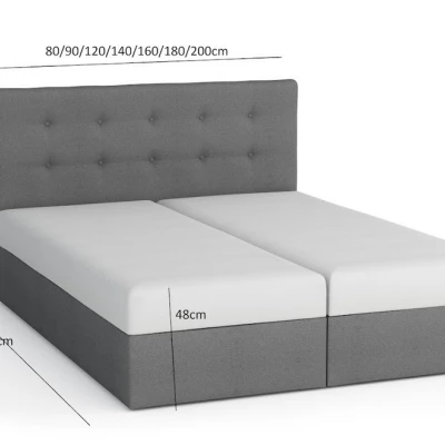 Boxspringová postel s úložným prostorem SISI COMFORT - 200x200, světle šedá / šedá