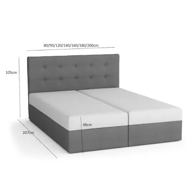 Boxspringová postel s úložným prostorem SISI COMFORT - 160x200, světle šedá / šedá