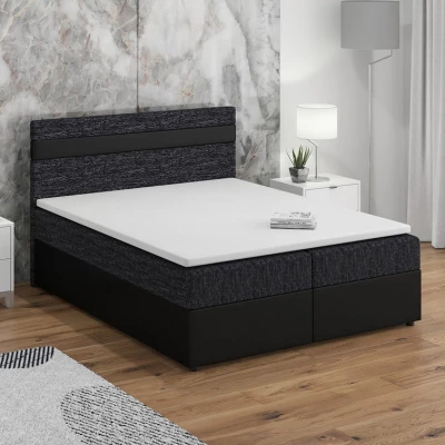 Boxspringová postel s úložným prostorem SISI COMFORT - 200x200, černá / černá