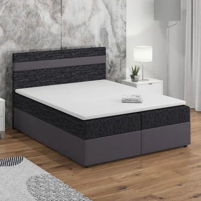 Boxspringová postel s úložným prostorem SISI COMFORT - 140x200, černá / šedá