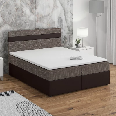 Boxspringová postel s úložným prostorem SISI COMFORT - 160x200, béžová / hnědá