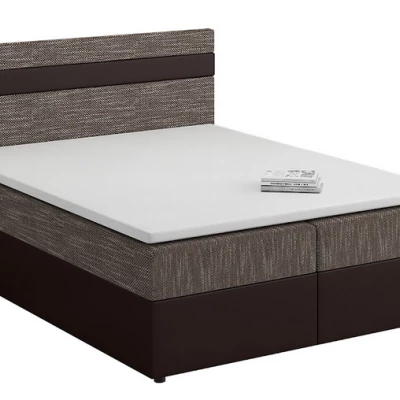 Boxspringová postel s úložným prostorem SISI - 200x200, béžová / hnědá