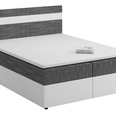 Boxspringová postel s úložným prostorem SISI - 200x200, šedá / bílá
