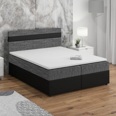 Boxspringová postel s úložným prostorem SISI COMFORT - 200x200, šedá / černá