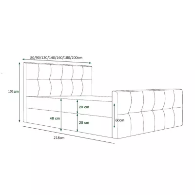 Boxspringová jednolůžková postel VASILISA COMFORT 4 - 120x200, světle zelená