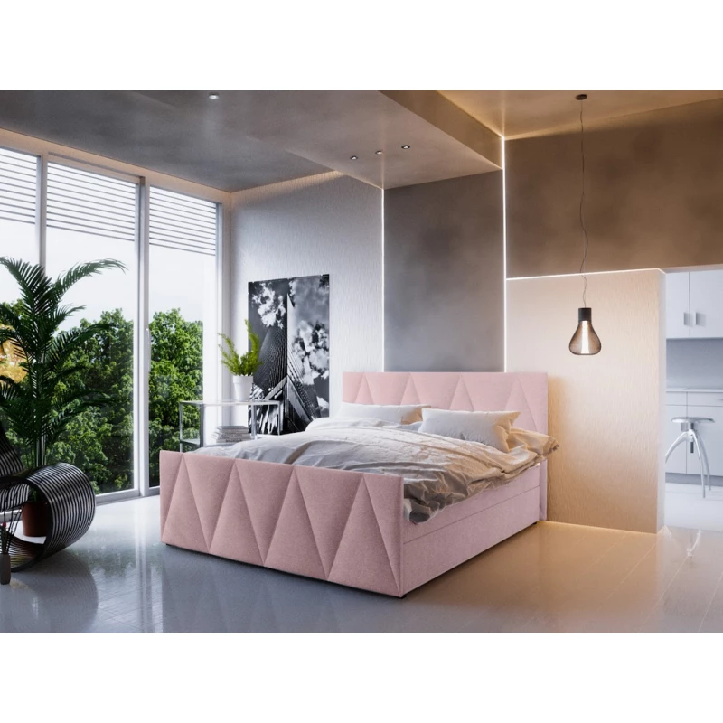 Boxspringová manželská postel VASILISA COMFORT 3 - 200x200, růžová