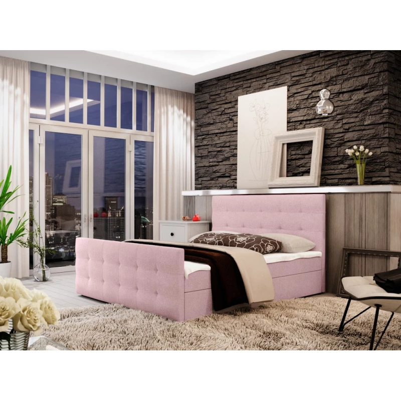 Boxspringová manželská postel VASILISA COMFORT 2 - 180x200, růžová