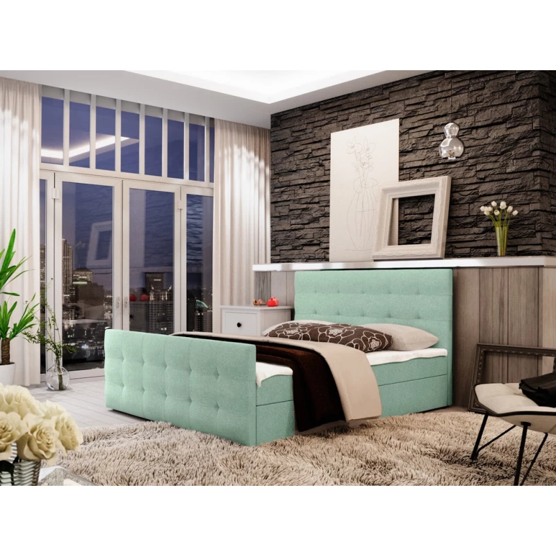 Boxspringová manželská postel VASILISA COMFORT 2 - 200x200, světle zelená
