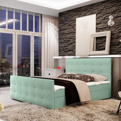 Boxspringová manželská postel VASILISA COMFORT 2 - 160x200, světle zelená