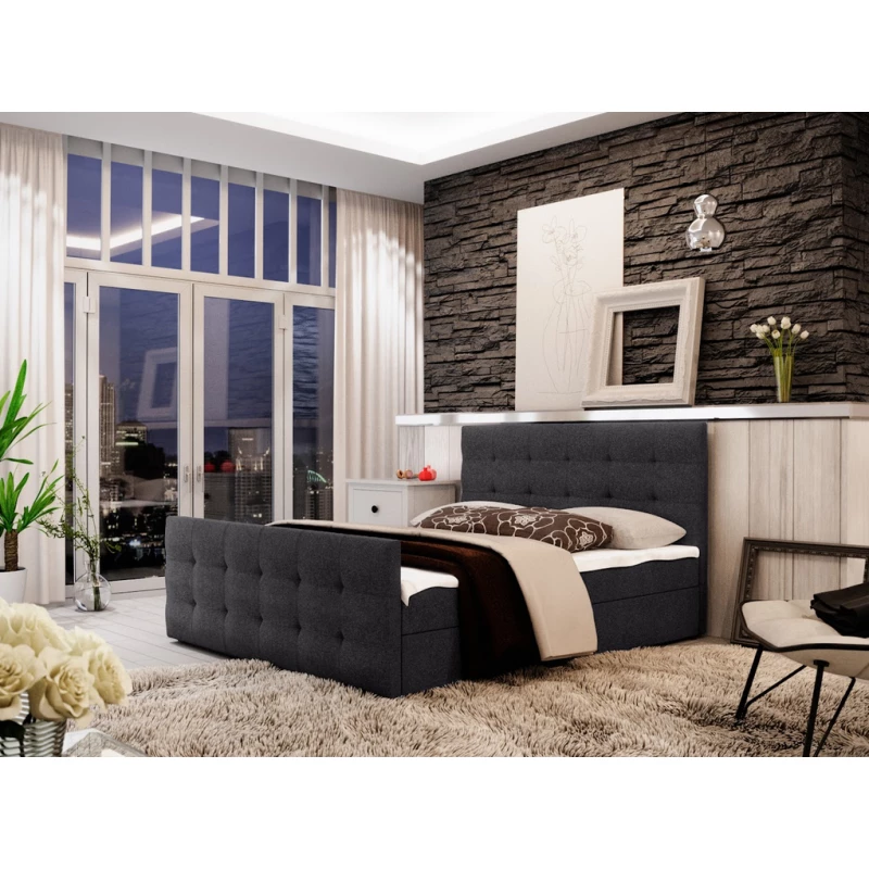 Boxspringová manželská postel VASILISA COMFORT 2 - 180x200, tmavě šedá