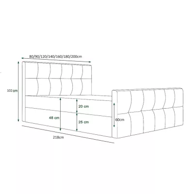 Boxspringová manželská postel VASILISA 1 - 160x200, růžová