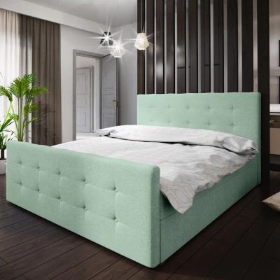 Boxspringová manželská postel VASILISA 1 - 160x200, světle zelená