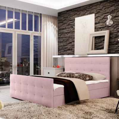 Boxspringová manželská postel VASILISA 2 - 140x200, růžová