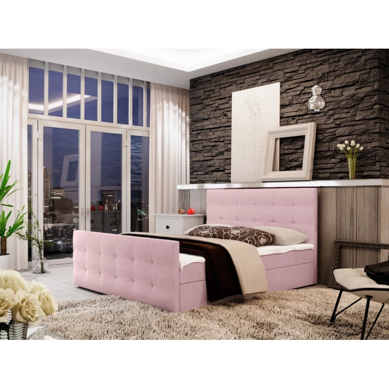 Boxspringová manželská postel VASILISA 2 - 140x200, růžová