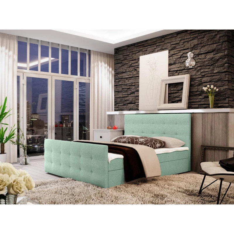 Boxspringová manželská postel VASILISA 2 - 160x200, světle zelená