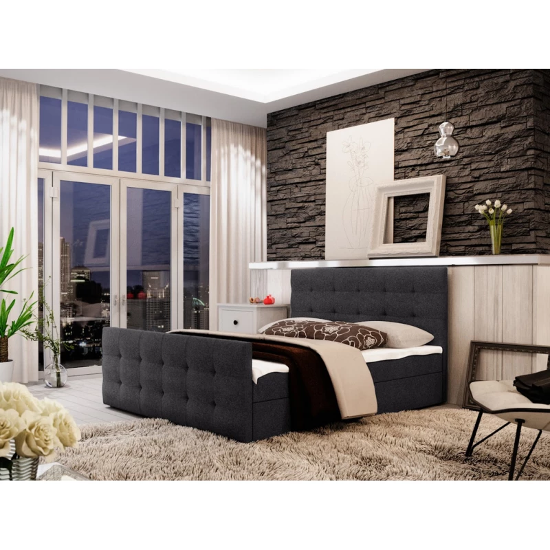 Boxspringová manželská postel VASILISA 2 - 200x200, tmavě šedá