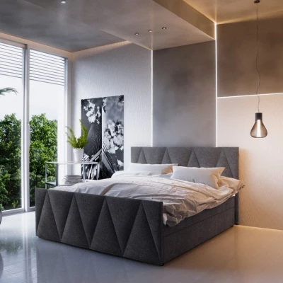 Boxspringová manželská postel VASILISA 3 - 140x200, tmavě šedá