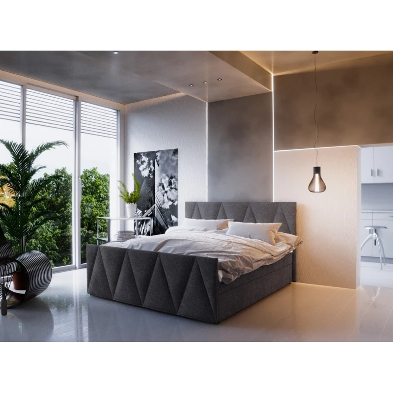 Boxspringová manželská postel VASILISA 3 - 140x200, tmavě šedá