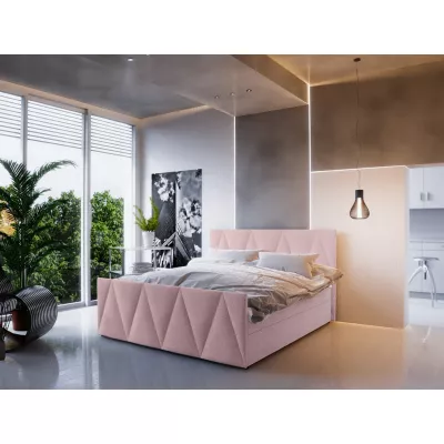Boxspringová manželská postel VASILISA 3 - 140x200, růžová