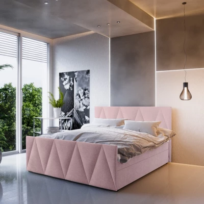 Boxspringová manželská postel VASILISA 3 - 180x200, růžová