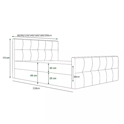 Boxspringová manželská postel VASILISA 4 - 200x200, růžová