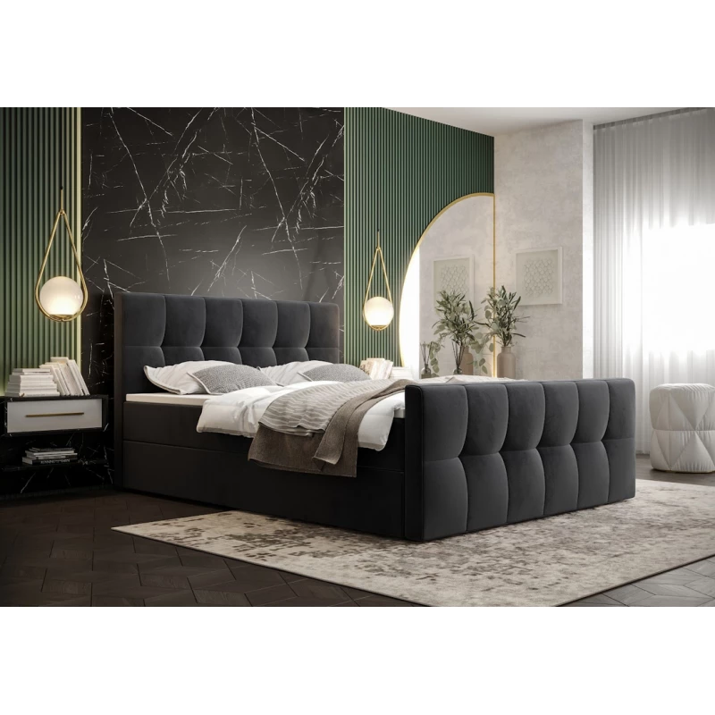 Boxspringová postel s úložným prostorem ELIONE COMFORT - 120x200, světlá grafitová