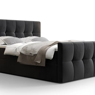 Boxspringová postel s úložným prostorem ELIONE COMFORT - 120x200, světlá grafitová