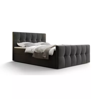 Boxspringová postel s úložným prostorem ELIONE COMFORT - 200x200, popelavá