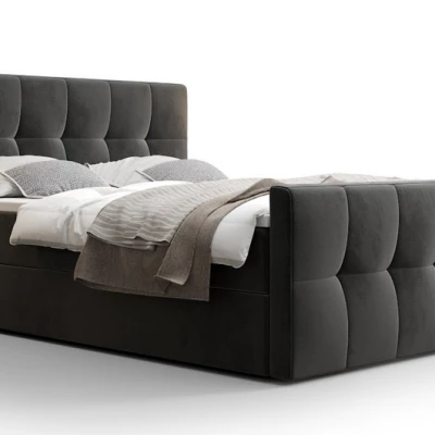 Boxspringová postel s úložným prostorem ELIONE COMFORT - 160x200, popelavá