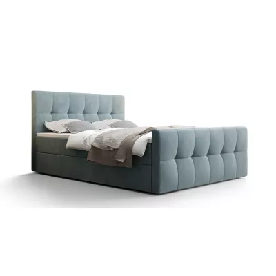Boxspringová postel s úložným prostorem ELIONE COMFORT - 200x200, šedomodrá