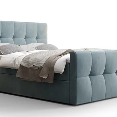Boxspringová postel s úložným prostorem ELIONE COMFORT - 140x200, šedomodrá