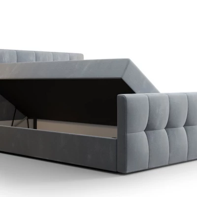 Boxspringová postel s úložným prostorem ELIONE COMFORT - 140x200, šedomodrá