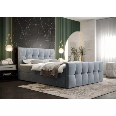 Boxspringová postel s úložným prostorem ELIONE COMFORT - 200x200, modrá