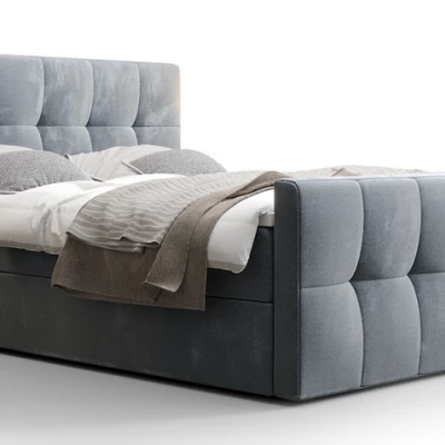 Boxspringová postel s úložným prostorem ELIONE COMFORT - 140x200, modrá