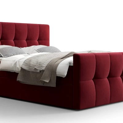 Boxspringová postel s úložným prostorem ELIONE COMFORT - 200x200, červená