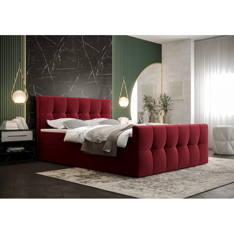 Boxspringová postel s úložným prostorem ELIONE COMFORT - 180x200, červená