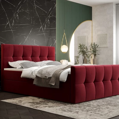 Boxspringová postel s úložným prostorem ELIONE COMFORT - 160x200, červená