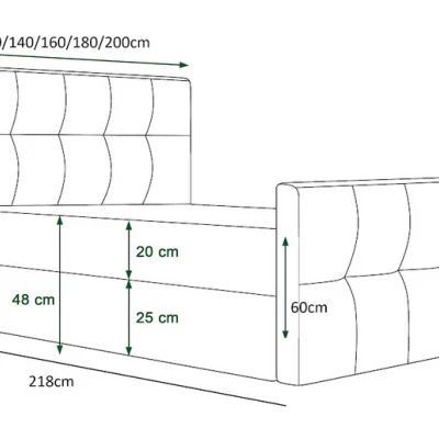 Boxspringová postel s úložným prostorem ELIONE COMFORT - 160x200, červená