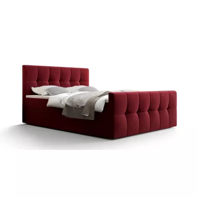 Boxspringová postel s úložným prostorem ELIONE - 200x200, červená