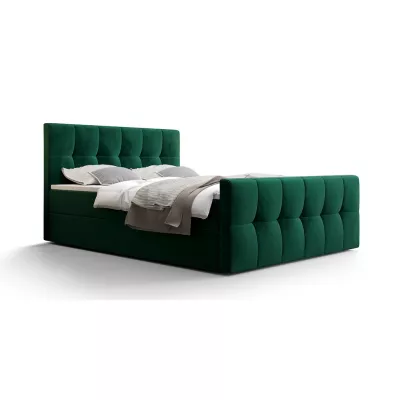 Boxspringová postel s úložným prostorem ELIONE - 200x200, zelená