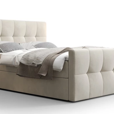 Boxspringová postel s úložným prostorem ELIONE - 200x200, béžová