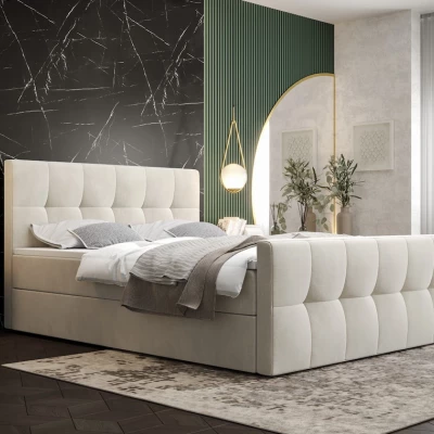 Boxspringová postel s úložným prostorem ELIONE COMFORT - 180x200, béžová